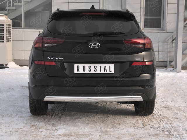 Защита RusStal заднего бампера d75х42 дуга для Hyundai Tucson III рестайлинг 2018-2026. Артикул HTZ-003102