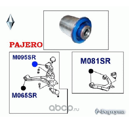 С/блок нижнего рычага, передней подвески, задний, 16*52*77 (Фортуна). Артикул M095SR