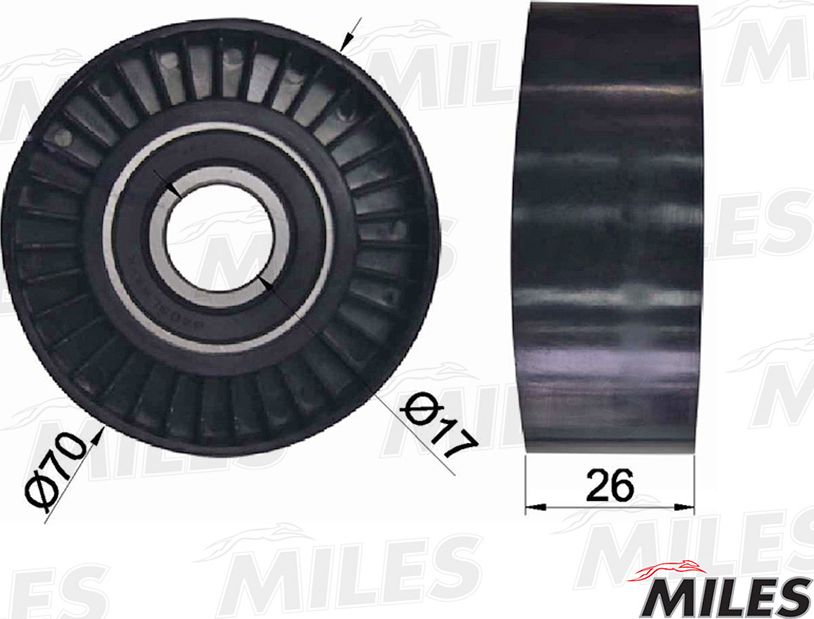 Направляющий (ведущий) ролик приводного поликлинового ремня Miles. Артикул AG03012