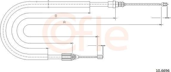 Трос ручника (тросик ручного тормоза) Cofle задний правый/левый для Renault Megane I 1996-2003. Артикул 10.6696
