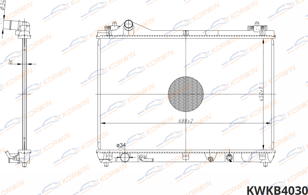 Радиатор охлаждения Suzuki Grand Vitara 2.0-2.4 (05-15) AT (гарантия 2 года) (Korwin). Артикул KWKB4030