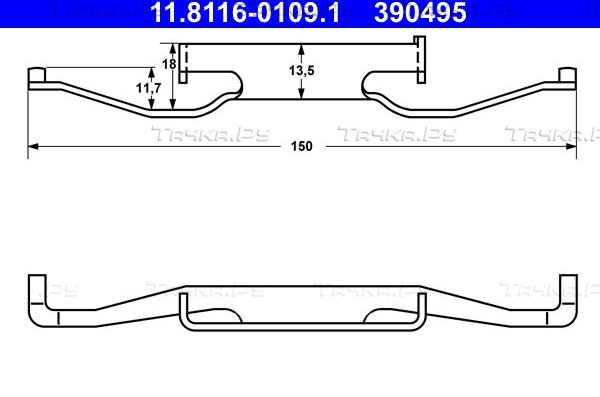 Пружина тормозного суппорта ATE для BMW 3 IV (E46) 1997-2005. Артикул 11.8116-0109.1