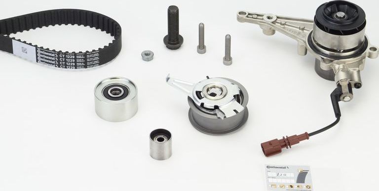 Помпа (водяной насос) с комплектом ремня ГРМ ContiTech. Артикул CT1229WP1