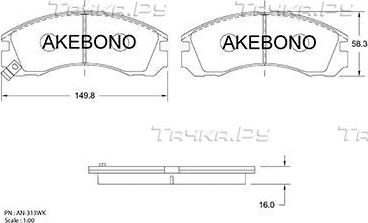 Тормозные колодки Akebono Standard передние для Mitsubishi Space Runner II 1999-2000. Артикул AN-313WK