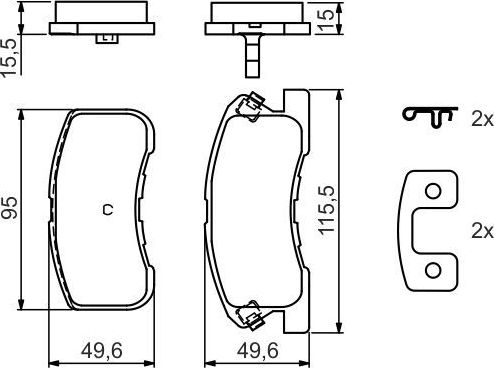 Тормозные колодки Bosch (Low-Metallic) передние для Daihatsu YRV I 2001-2005. Артикул 0 986 424 697
