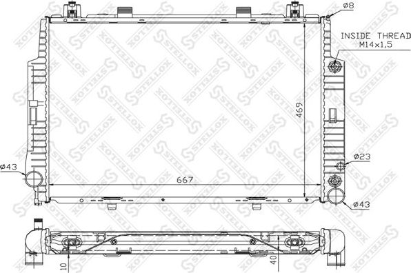 Радиатор охлаждения двигателя Stellox для Mercedes-Benz S-Класс III (W140) 1991-1999. Артикул 10-25373-SX