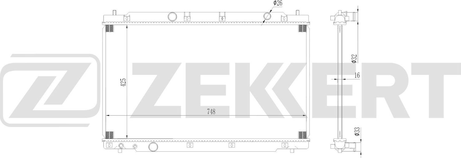 Радиатор охлаждения двигателя Zekkert (алюминий). Артикул MK-1644