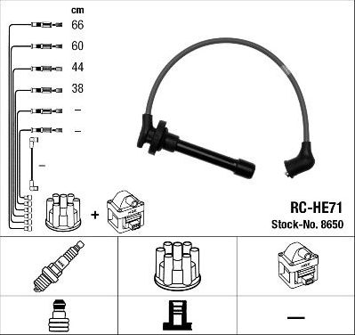 Высоковольтные провода (провода зажигания) (комплект) NGK для Honda Accord VI 2001-2003. Артикул 8650