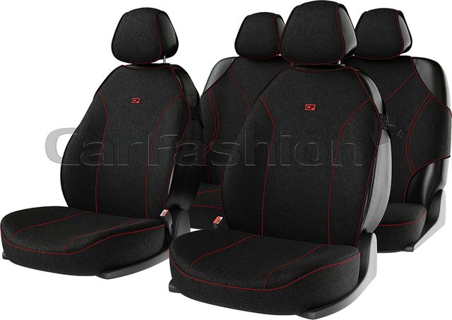 Накидки универсальные CarFashion Bingo для авто, цвет Черный/Черный/Красный/LOGO красный. Артикул 22012