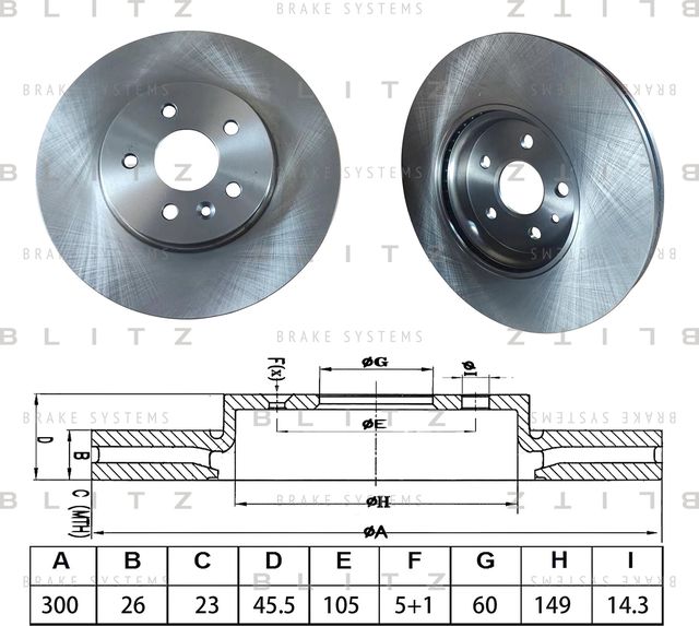 Диск тормозной передний вентилируемый (Blitz). Артикул BS0587