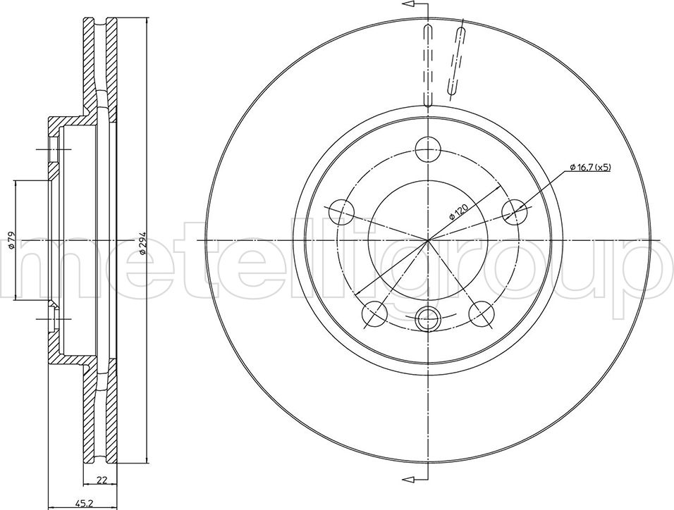 Тормозной диск Metelli. Артикул 23-1408C