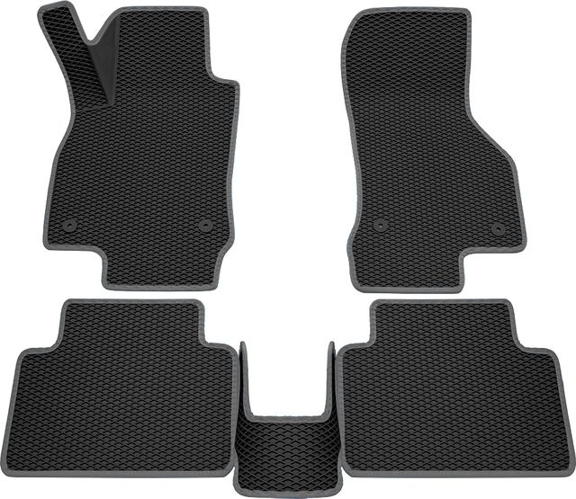 Коврики Rezkon 3D EVA ромб резиновые для салона Skoda Octavia A7 2013-2020 Серый кант. Артикул 9230010202