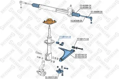 Сайлентблок заднего рычага подвески Stellox. Артикул 77-00154-SX