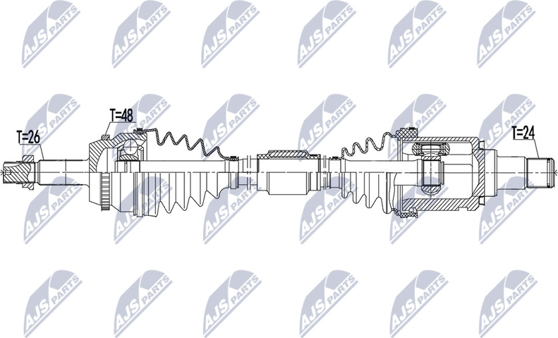 Полуось (привод в сборе, приводной вал) NTY. Артикул NPW-TY-172