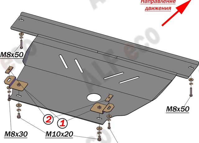 Защита алюминиевая Alfeco для картера и КПП Renault Laguna I 1993-2001. Артикул ALF.18.55al