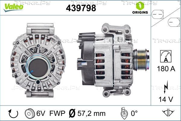 Генератор Valeo VALEO ORIGINS NEW O.E. TECHNOLOGY для Audi A4 allroad IV (B8) 2011-2016. Артикул 439798