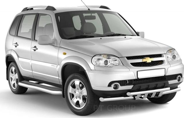 Рейлинги продольные PT Group Усиленные для Chevrolet Niva 2002-2020 Серебристый муар. Артикул 02010705