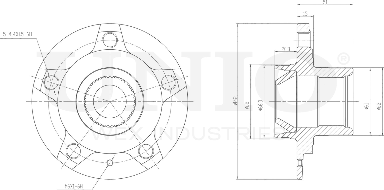 Ступица колеса (Unio). Артикул HUB-20217