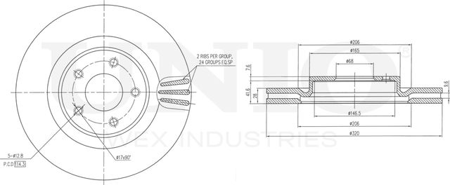 Диск тормозной (Unio). Артикул BRD-20214