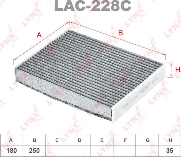 Салонный фильтр LYNXauto. Артикул LAC-228C