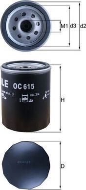 Масляный фильтр Mahle-Knecht для Ford Ranger II 2006-2012. Артикул OC 615