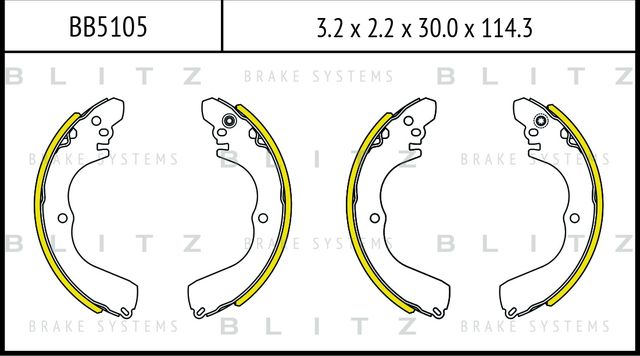 Колодки тормозные барабанные (Blitz). Артикул BB5105