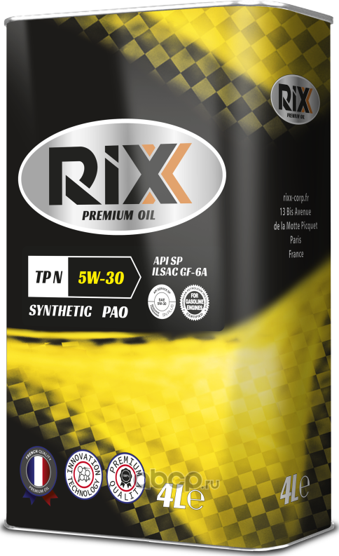 Синтетическое моторное масло RIXX TP N 5W-30 SP-RC GF-6A  4 л. Артикул rx0007tpn