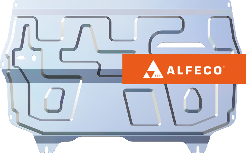 Защита алюминиевая Alfeco для картера и КПП Audi A1 2010-2026. Артикул ALF.30.38 AL4