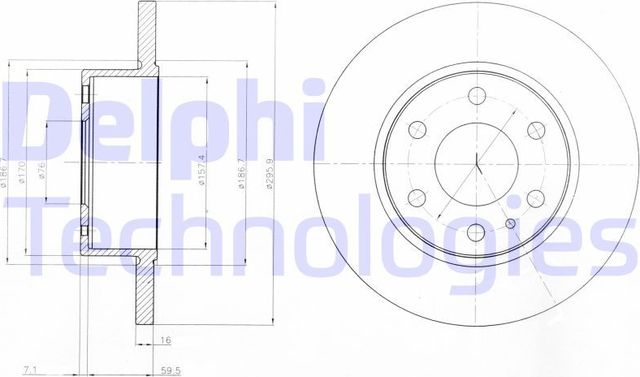 Тормозной диск Delphi задний для IVECO Daily IV 2006-2011. Артикул BG4164