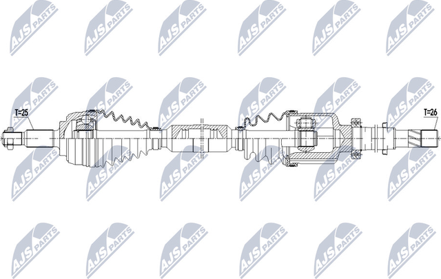 Полуось (привод в сборе, приводной вал) NTY для Renault Fluence I 2010-2017. Артикул NPW-RE-140