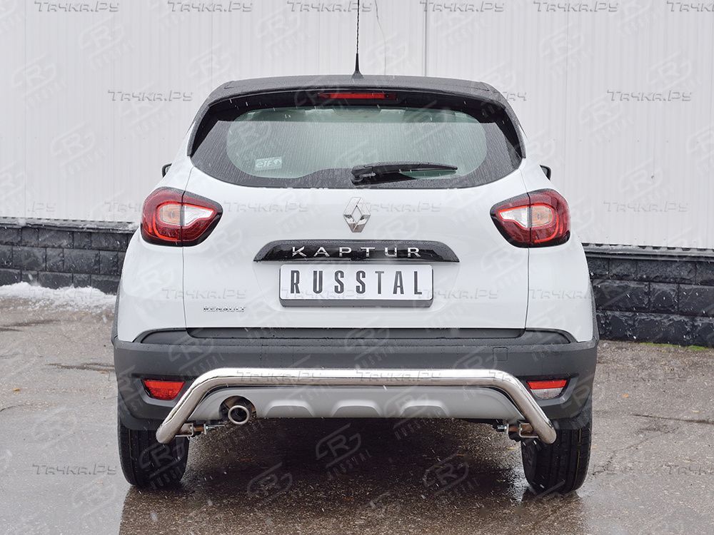Защита RusStal заднего бампера d63 волна под машину для Renault Kaptur 2016-2026. Артикул RKPZ-002471