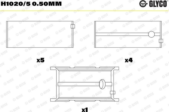 Вкладыши коренные Glyco для IVECO Massif 2008-2011. Артикул H1020/5 0.50mm