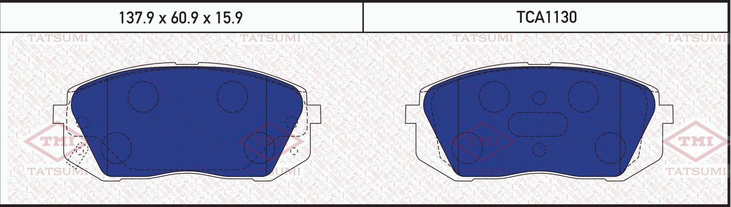 Колодки тормозные HYUNDAI/KIA I40/SPORTAGE 12- перед. (Tatsumi). Артикул TCA1130