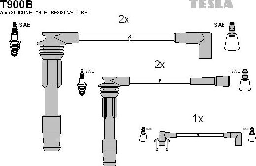 Высоковольтные провода (провода зажигания) (комплект) Tesla. Артикул T900B