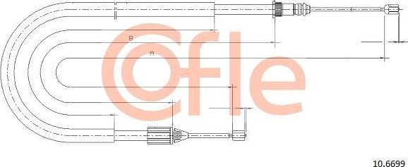 Трос ручника (тросик ручного тормоза) Cofle. Артикул 92.10.6699