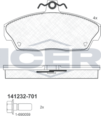Тормозные колодки Icer. Артикул 141232-701