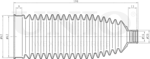 Пыльник рулевой рейки (Unio). Артикул DUC-20009