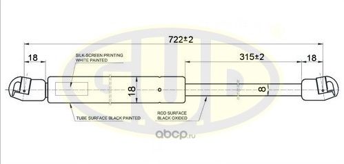 Амортизатор (упор) капота G.U.D. для Skoda Superb I 2001-2008. Артикул GGS010192