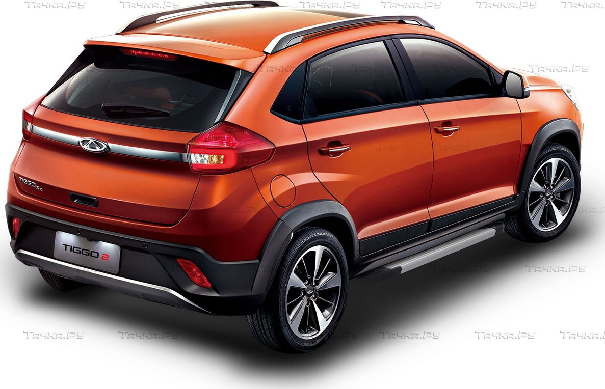 Пороги алюминиевые Rival Silver для Chery Tiggo 2 2017-2020. Артикул F173AL.0904.1