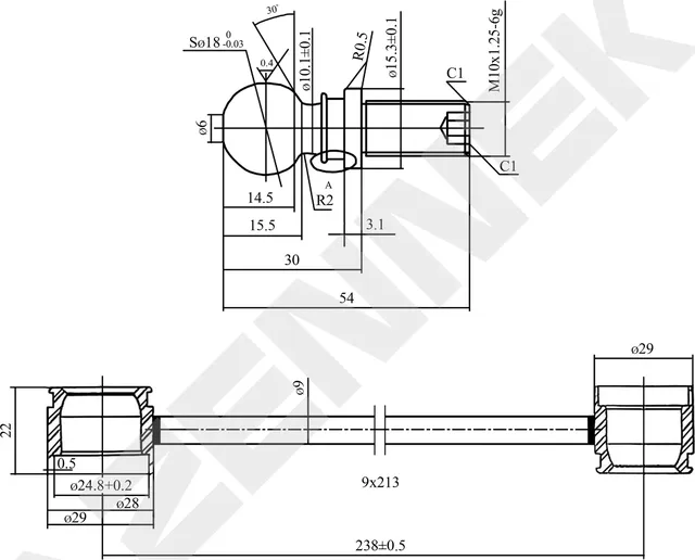 Тяга стабилизатора передняя левая/правая FORD KA 96-08, FOCUS 98-07 (Zennek). Артикул DST0102