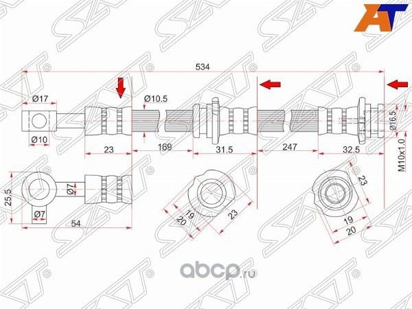 Шланг тормозной передний Таиланд NISSAN TEANA 08 (SAT). Артикул ST46210JN20B