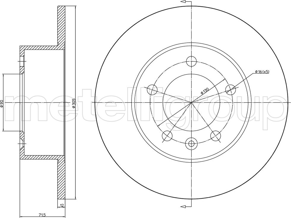 Тормозной диск Metelli. Артикул 23-1287C