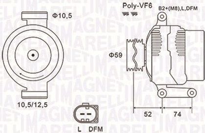 Генератор Magneti Marelli для Citroen Jumper II 2006-2026. Артикул 063731928010