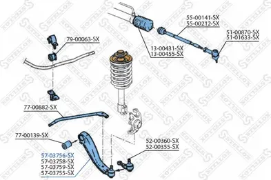Поперечный рычаг передней подвески Stellox (Листовая сталь). Артикул 57-03756-SX