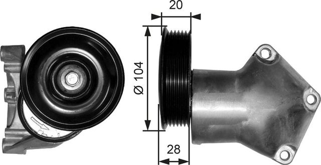 Натяжной ролик (натяжитель) приводного клинового зубчатого ремня Gates DriveAlign™ для Mazda 121 III 1996-2002. Артикул T38202