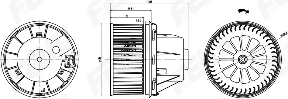 Электровентилятор отопителя для Ford Focus II (03-)/Mondeo IV (07-)/Volvo S40 (0 (Fehu). Артикул FFH1059