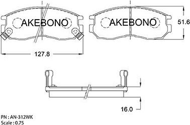 Тормозные колодки Akebono Standard. Артикул AN-312WK