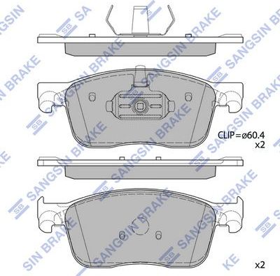 Тормозные колодки Sangsin Hi-Q передние для Citroen Jumpy III 2016-2026. Артикул SP4370