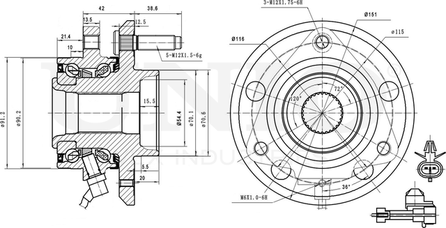 Ступица колеса с интегрированным подшипником (Unio). Артикул HUB-20037