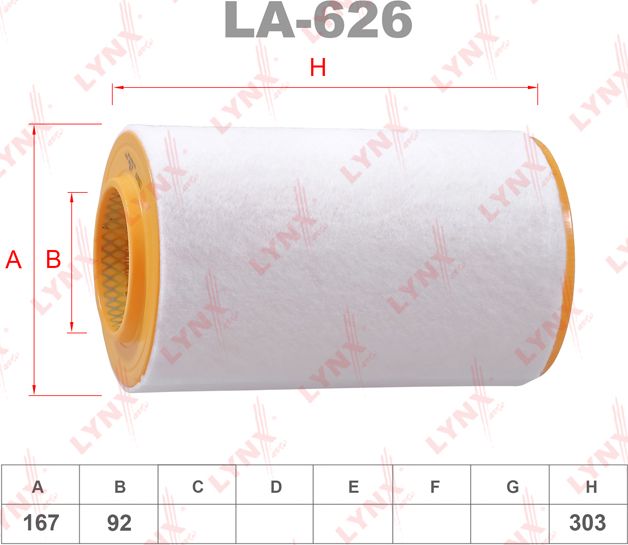 Воздушный фильтр LYNXauto. Артикул LA-626